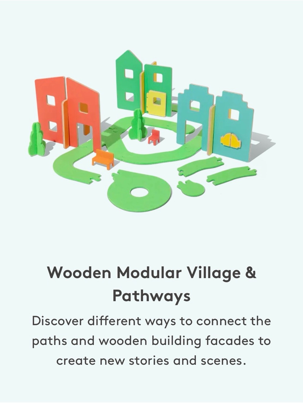 Wooden Modular Village & Pathways Building Set - Multicolor